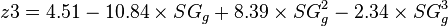  z3 = 4.51 - 10.84 \times SG_{g} + 8.39 \times SG^2_{g} - 2.34 \times SG^3_{g}