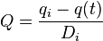 Q = \frac{q_i-q(t)}{D_i}