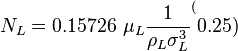  N_L = 0.15726\ \mu_L \frac{1}{\rho_L \sigma_L^3}^(0.25)