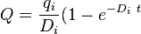 Q = \frac{q_i}{D_i}(1-e^{-D_i\ t}