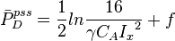 {\bar{P}_D}^{pss} = \frac{1}{2} ln{\frac{16}{\gamma C_A {I_x}^2}} + f 