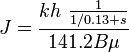 J = \frac{kh\ \frac{1}{1 / 0.13 + s}}{141.2 B \mu}