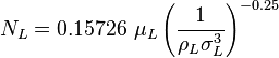  N_L = 0.15726\ \mu_L \left (\frac{1}{\rho_L \sigma_L^3} \right)^{-0.25}