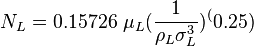  N_L = 0.15726\ \mu_L (\frac{1}{\rho_L \sigma_L^3})^(0.25)