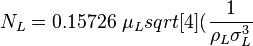  N_L = 0.15726\ \mu_L sqrt[4]{(\frac{1}{\rho_L \sigma_L^3}}