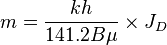  m = \frac{kh}{141.2 B \mu} \times J_D 