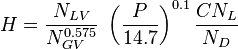  H = \frac{N_{LV}}{N_{GV}^{0.575}}\  \left ( \frac{P}{14.7} \right )^{0.1} \frac{CN_L}{N_D} 