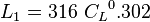  L_1 = 316\ {C_L}^0.302