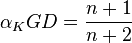 \alpha_KGD =\frac{n+1}{n+2}