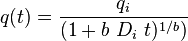 q(t) = \frac{q_i}{(1+b\ D_i\ t)^{1/b})}