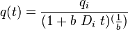 q(t) = \frac{q_i}{(1+b\ D_i\ t)^( \frac{1}{b} )}