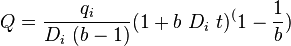  Q = \frac{q_i}{D_i\ (b-1)} (1+b\ D_i\ t)^(1-\frac{1}{b})