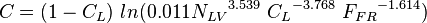  C = (1-C_L)\ ln( 0.011 {N_{LV}}^{3.539}\ {C_L}^{-3.768}\ {F_{FR}}^{-1.614})