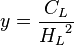  y = \frac{ C_L} { {H_L}^2 } 