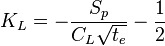 K_L=-\frac{S_p}{C_L \sqrt{t_e}} - \frac{1}{2}