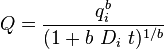  Q = \frac{q^b_i}{(1+b\ D_i\ t)^{1/b}}