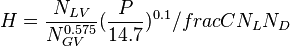  H = \frac{N_{LV}}{N_{GV}^{0.575}}  (\frac{P}{14.7})^{0.1} /frac{CN_L}{N_D} 