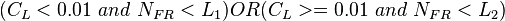  (C_L < 0.01\ and\ N_{FR}< L_1) OR (C_L>=0.01\ and\ N_{FR}<L_2)