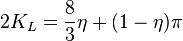 2 K_L=\frac{8}{3} \eta + ( 1 - \eta) \pi