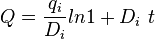 Q = \frac{q_i}{D_i} ln{1+D_i\ t}