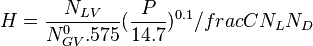  H = \frac{N_{LV}}{N_{GV}^0.575}  (\frac{P}{14.7})^{0.1} /frac{CN_L}{N_D} 