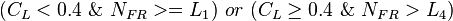  (C_L <0.4\ \&\ N_{FR}>= L_1)\ or\ (C_L\ge0.4\ \&\ N_{FR}>L_4)