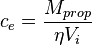 c_e=\frac{M_{prop}}{\eta V_i}