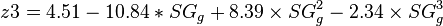  z3 = 4.51 - 10.84 * SG_{g} + 8.39 \times SG^2_{g} - 2.34 \times SG^3_{g}